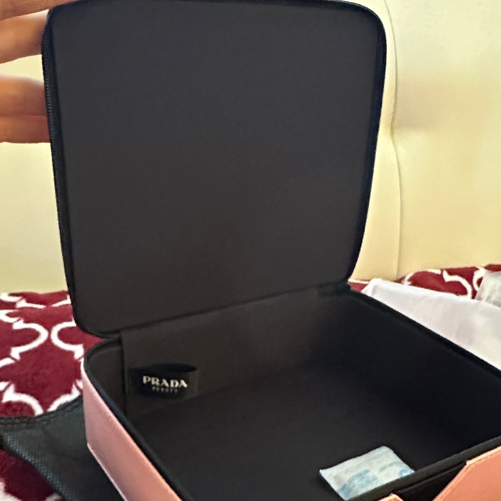 Prada Dual-Tone Black and Pink Cosmetic Case - Picture 2 of 5